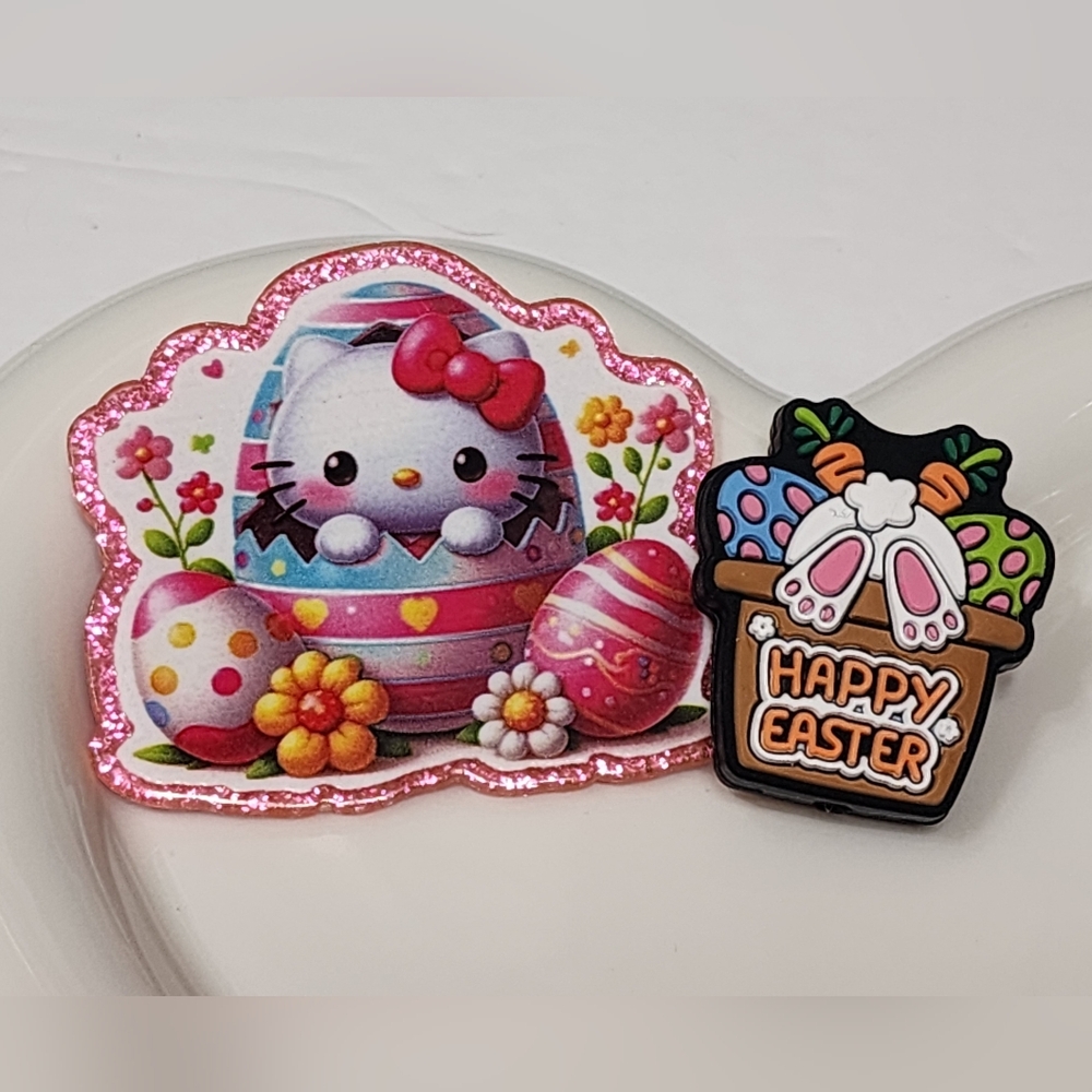 Easter Flatback Focal Bead Eggs Badge Crafts Beaded Pen Magnet Keychain Pin